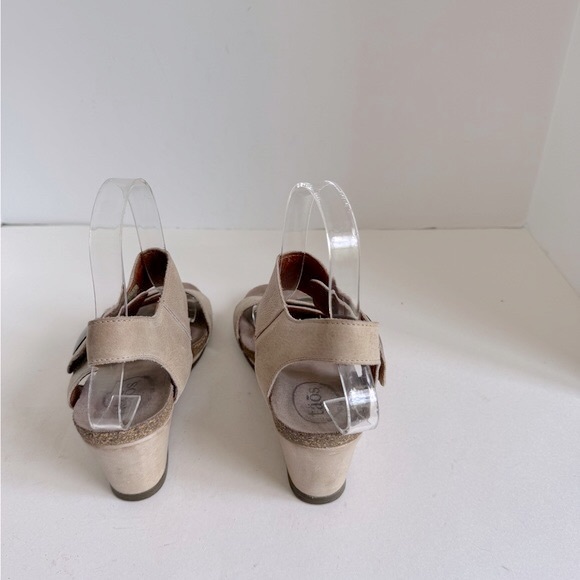 Taos Carousel Tan Leather Wedge Ankle Strap Comfort Sandals Size EU 37 - Picture 7 of 10